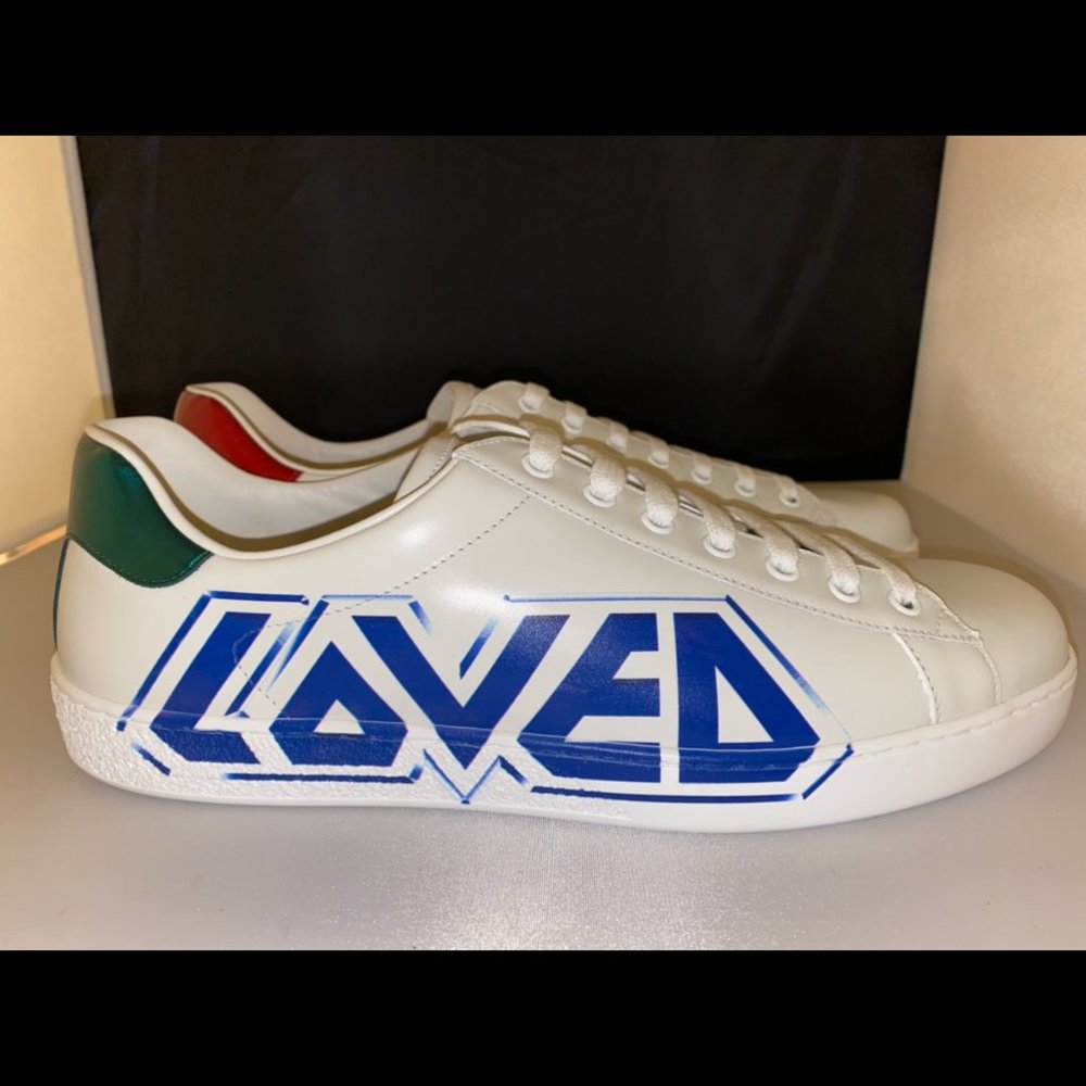 Authentic New in Box Gucci Ace sneaker with Loved print